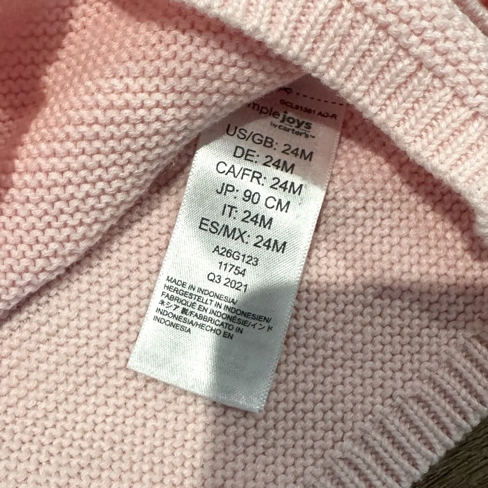 Carter’s Girls 24 Months White and Light Pink Button Up Knit Textured Cardigans - Picture 7 of 8